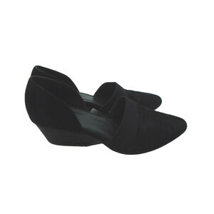Eileen Fisher Womens Hilly‎ Black Suede D'Orsay Slip On 2" Pointed Toe Shoes S-8